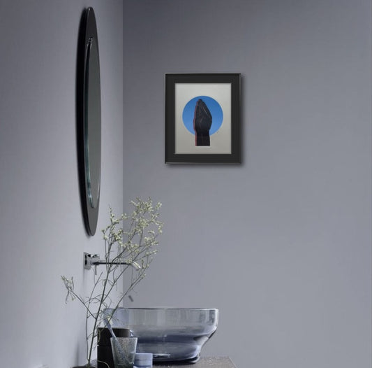 Queen's Wave. Blue Circle. 8x10 Art in 11x14 Mat.