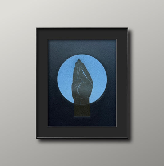 “Queen’s Wave”. Blue Circle. 8x10 Art in 11x14 Mat.
