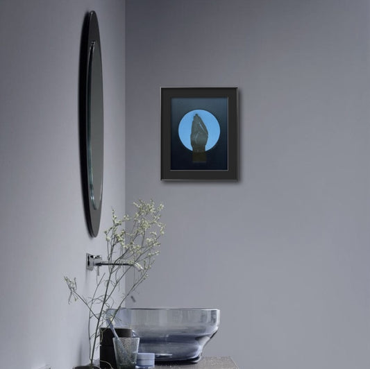 “Queen’s Wave”. Blue Circle. 8x10 Art in 11x14 Mat.