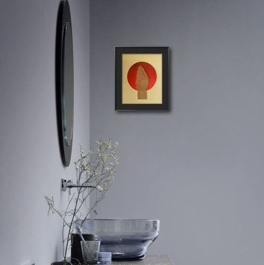 Gold “Queen’s Wave”. Red Circle. 8x10 Art in 11x14 Mat.
