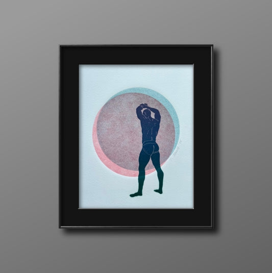 Navy Jock. Intersecting Circles. 8x10 Art in 11x14 Mat.