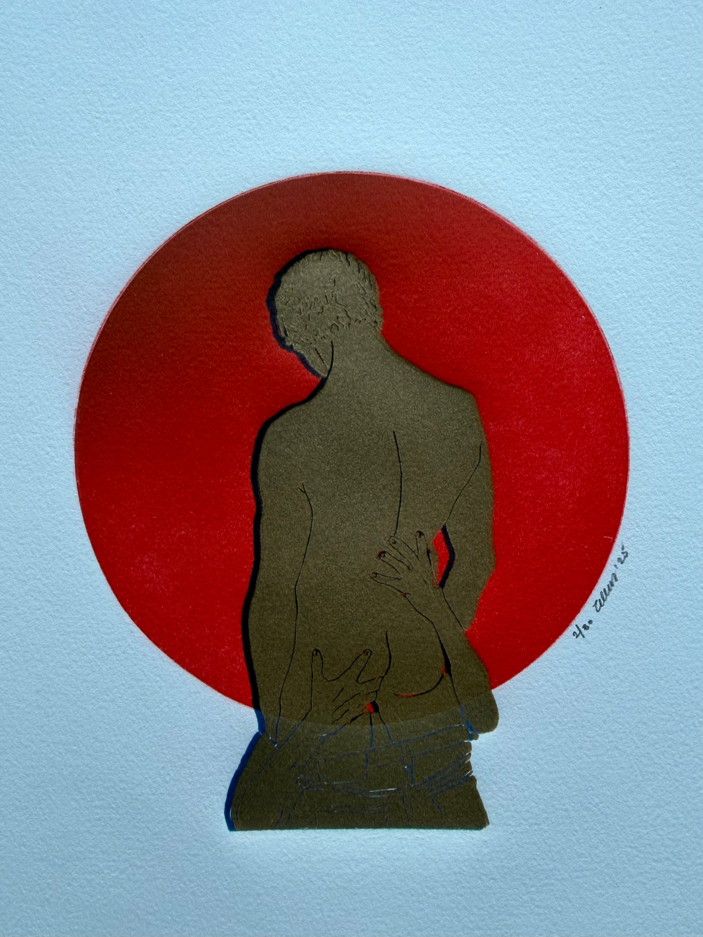 “The Gold Standard - No 3". Blue Outline. 8x10 Art. Unmatted.