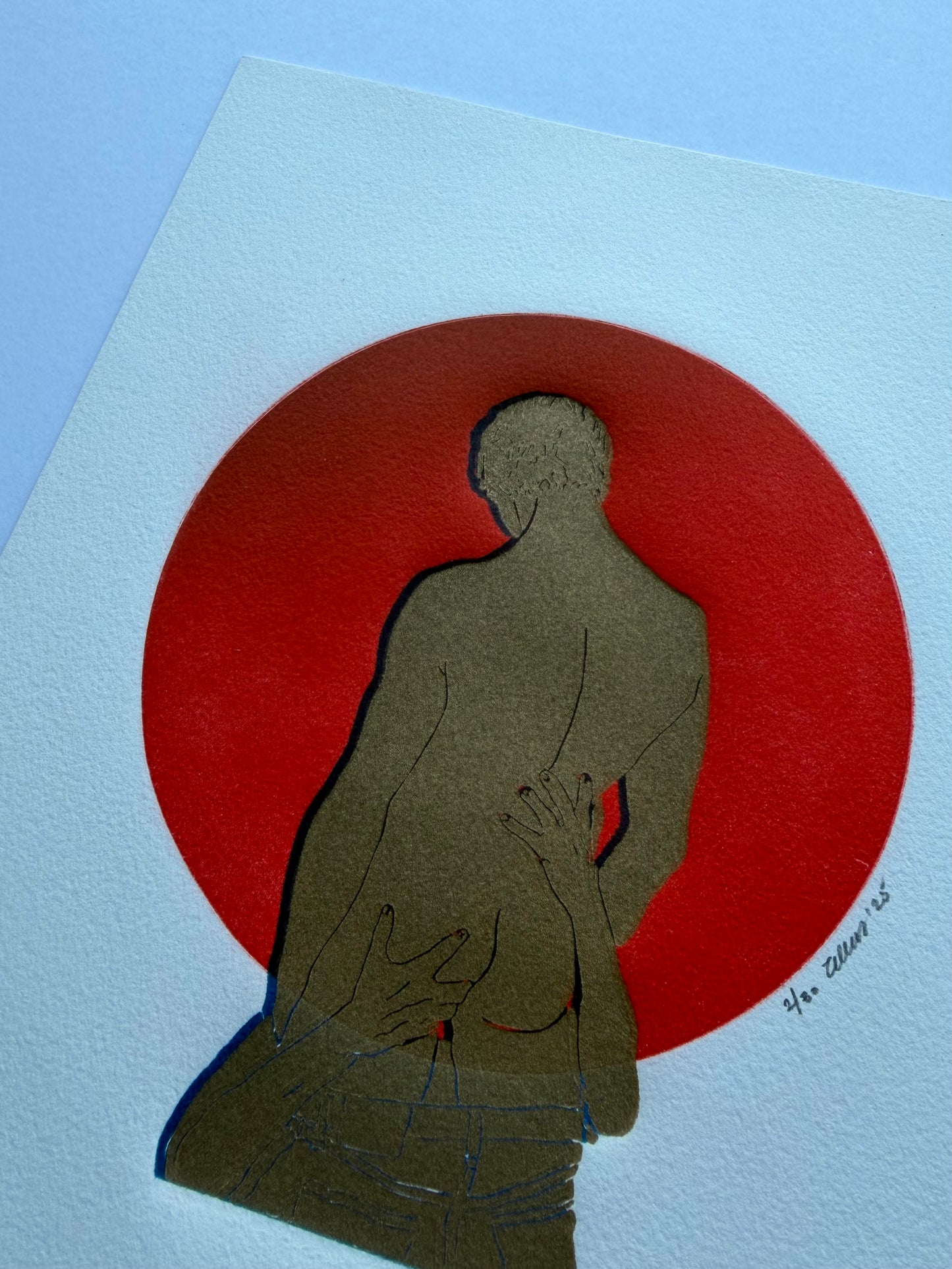 “The Gold Standard - No 3". Blue Outline. 8x10 Art. Unmatted.