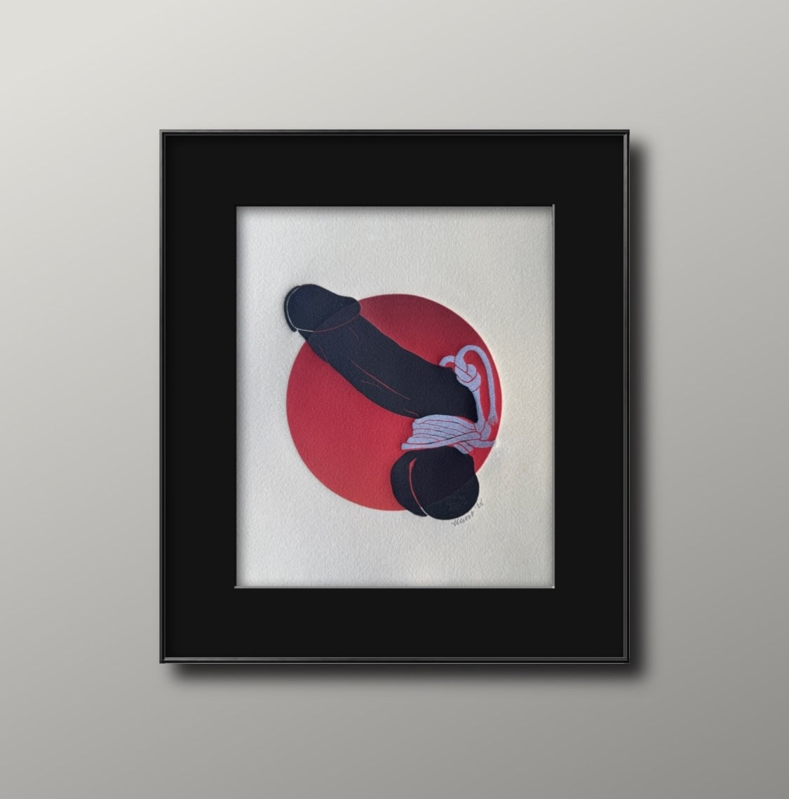 Bound with Silver Tassels. Red Circle. 8x10 Art in 11x14 Mat.