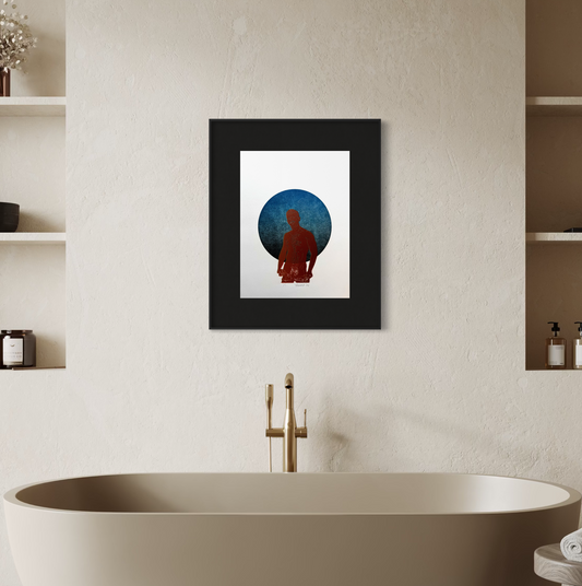 “Daddy’s Home”. Red Figure. Gold Outline. 11x15 Art. Unmatted.