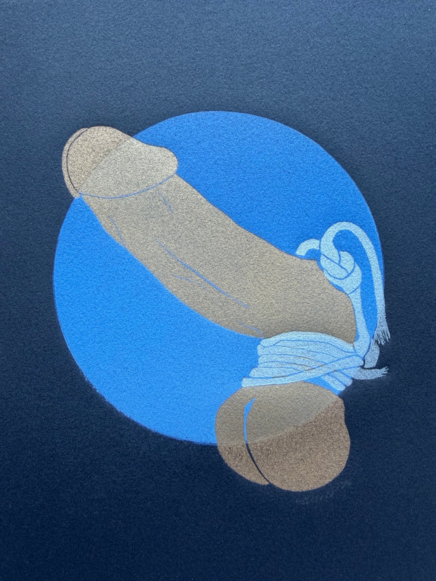 "Golden with Silver Binding”. Blue Circle. 8x10 Art. Unmatted.