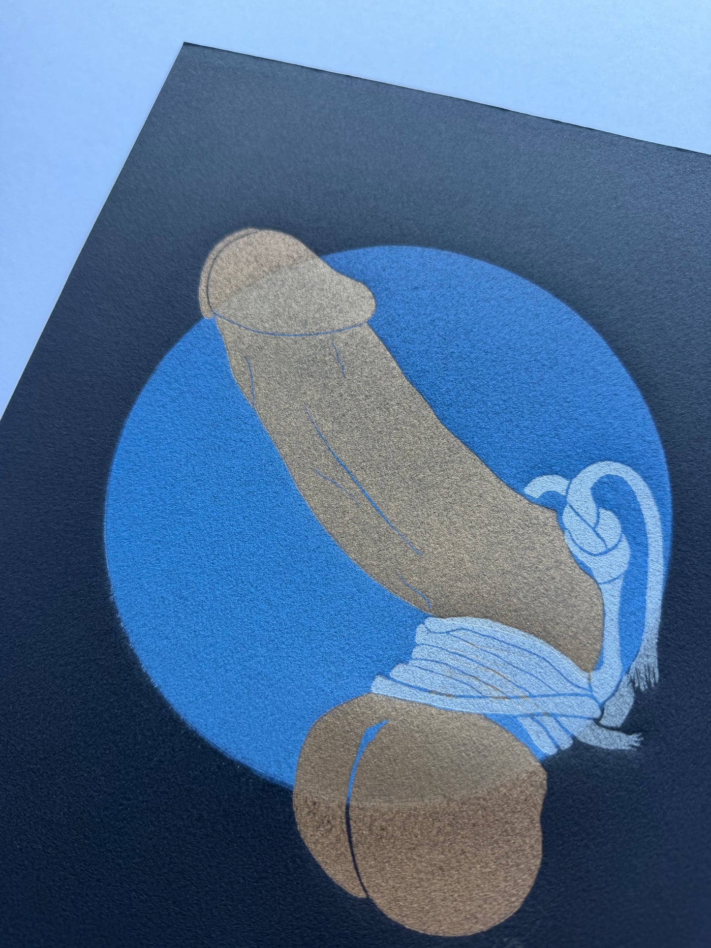 "Golden with Silver Binding”. Blue Circle. 8x10 Art. Unmatted.