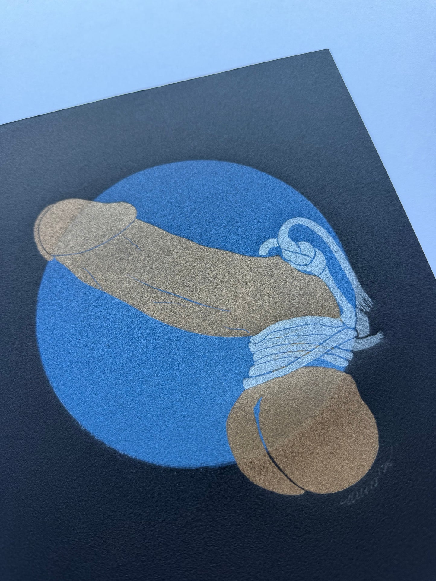 "Golden with Silver Binding”. Blue Circle. 8x10 Art. Unmatted.