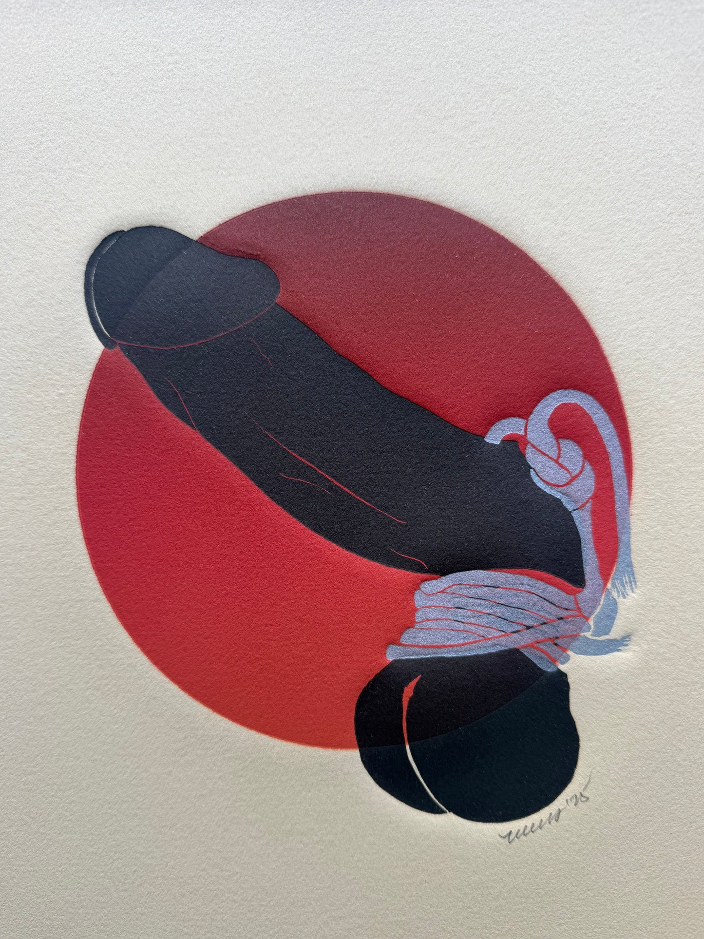 “Golden with Silver Binding”. Red Circle. 8x10 Art. Unmatted. Tan Paper.