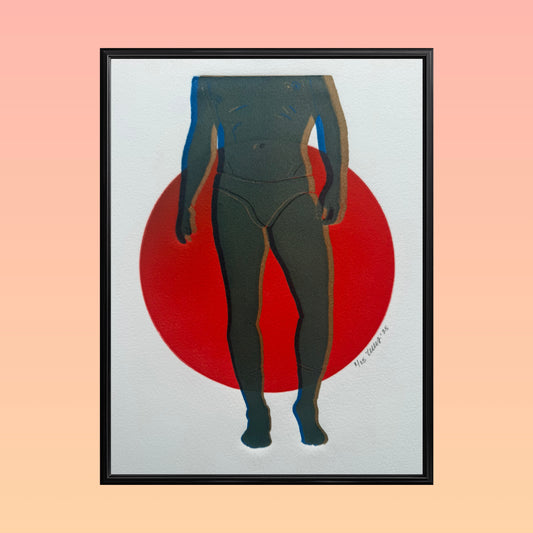 “Brief Encounter - No. 6”. Blue Figure, Gold Outline. 8x10 Art. Unmatted.