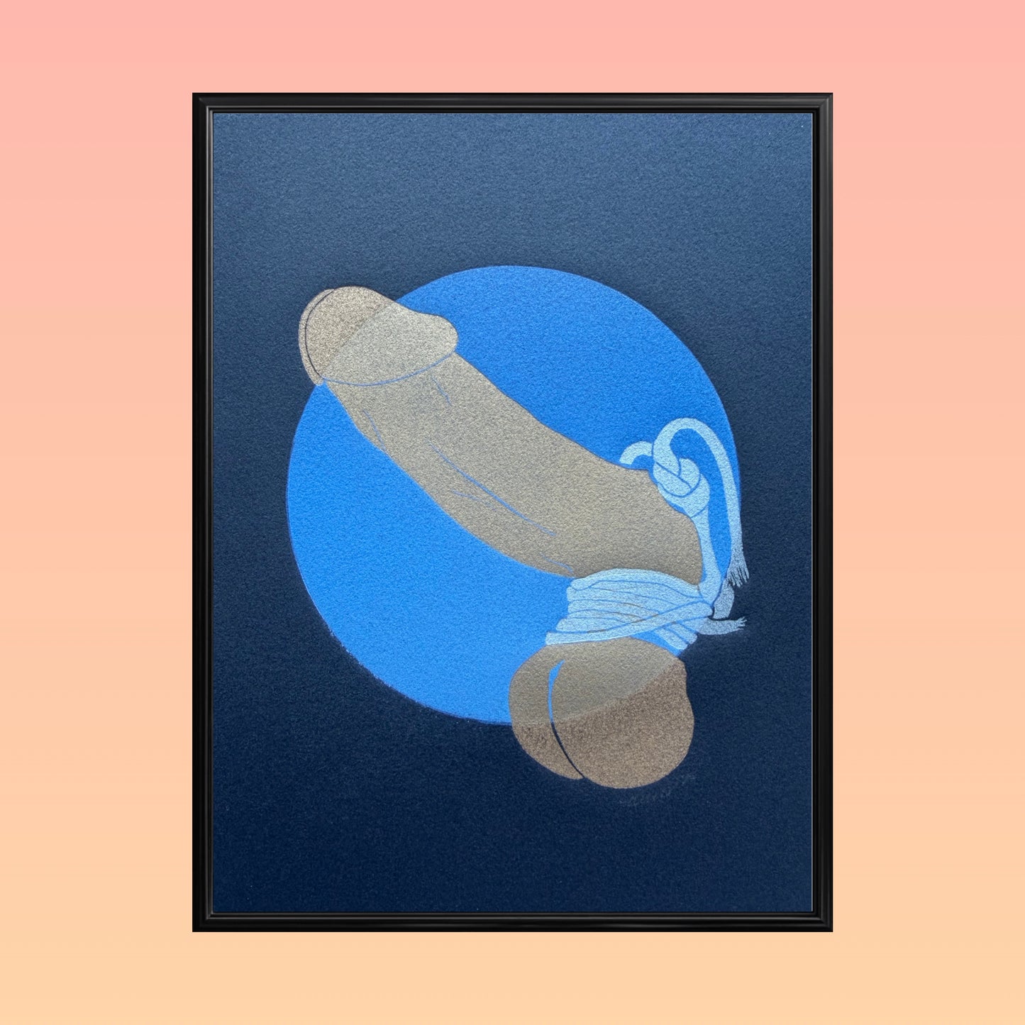 "Golden with Silver Binding”. Blue Circle. 8x10 Art. Unmatted.