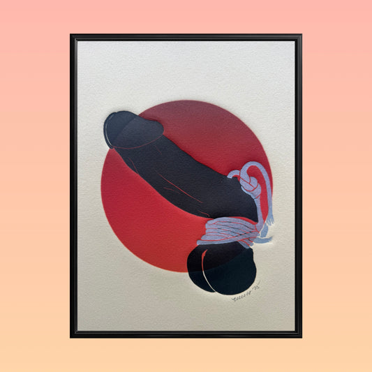 “Golden with Silver Binding”. Red Circle. 8x10 Art. Unmatted. Tan Paper.
