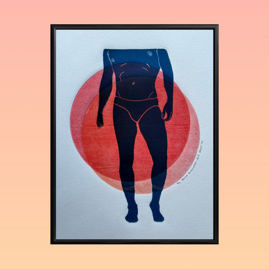 “Brief Encounter - No. 5”. Intersecting Red Circles. 8x10 Art. Unmatted.