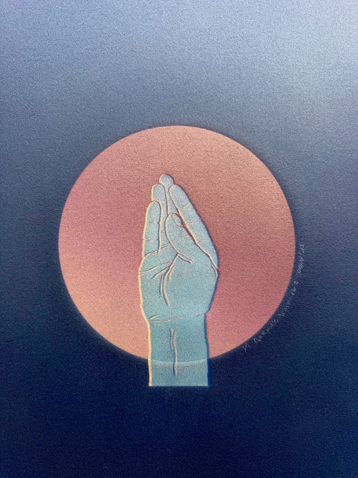 “Queens Wave” on Black Paper. 11x15 Art. Unmatted.