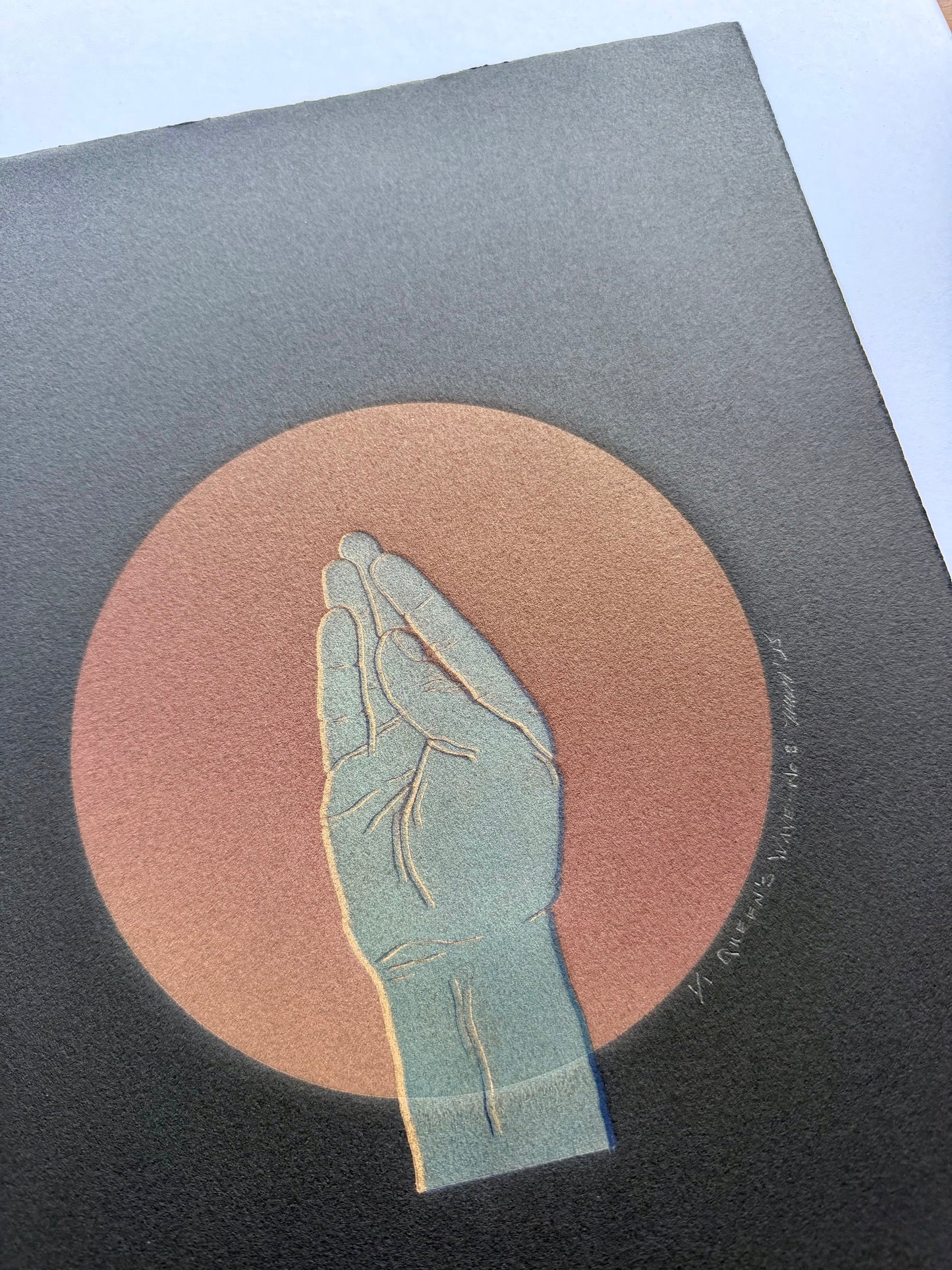“Queens Wave” on Black Paper. 11x15 Art. Unmatted.