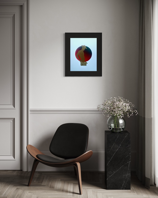 Howdy! Dark Red Ombre Circle. 11x15 Art. Unmatted.