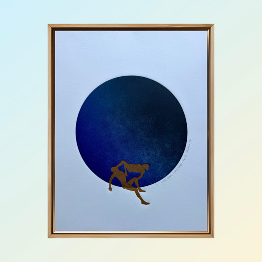 “Lazy Days, Lazy Gays - No. 4” Dark Blue Ombre Circle. 11x15 Art. Unmatted.