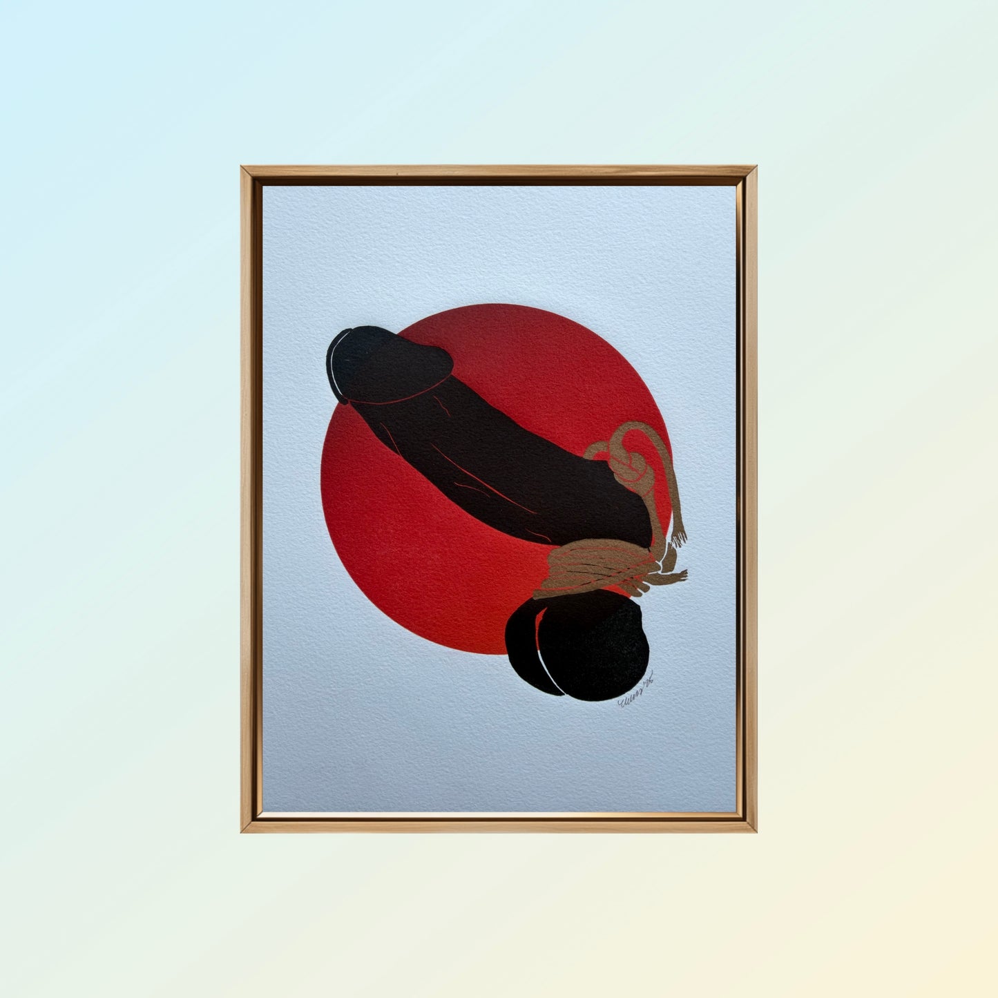“Bound with Golden Tassels”. Red Ombre Circle. 8x10 Art. Unmatted.