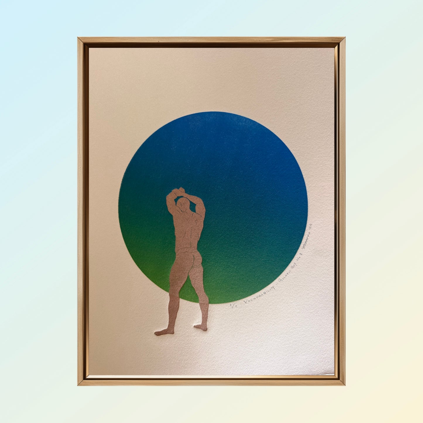 “Vulnerability - Golden Boy No. 8” on Tan Paper. 11x15 Art. Unmatted.