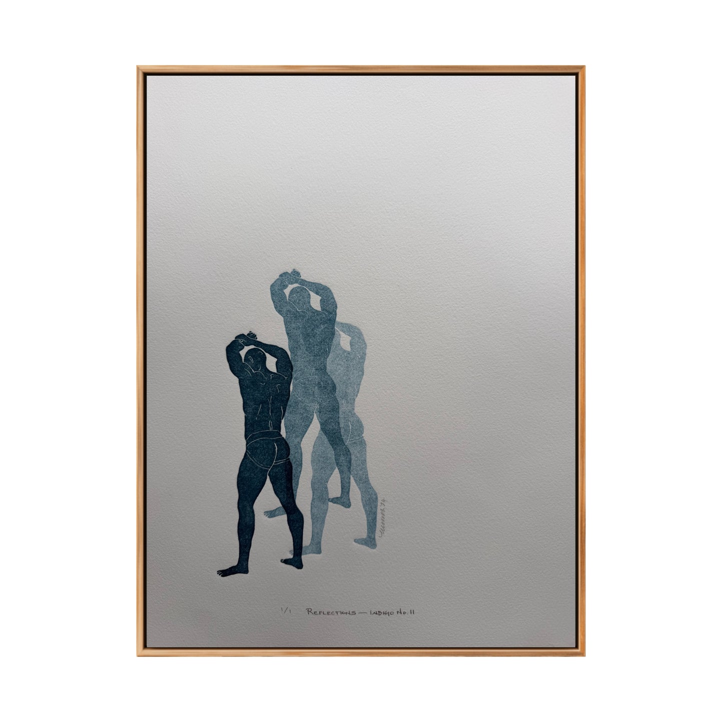“Reflections - Indigo No. 11” on White Paper. 11x15 Art. Unmatted.