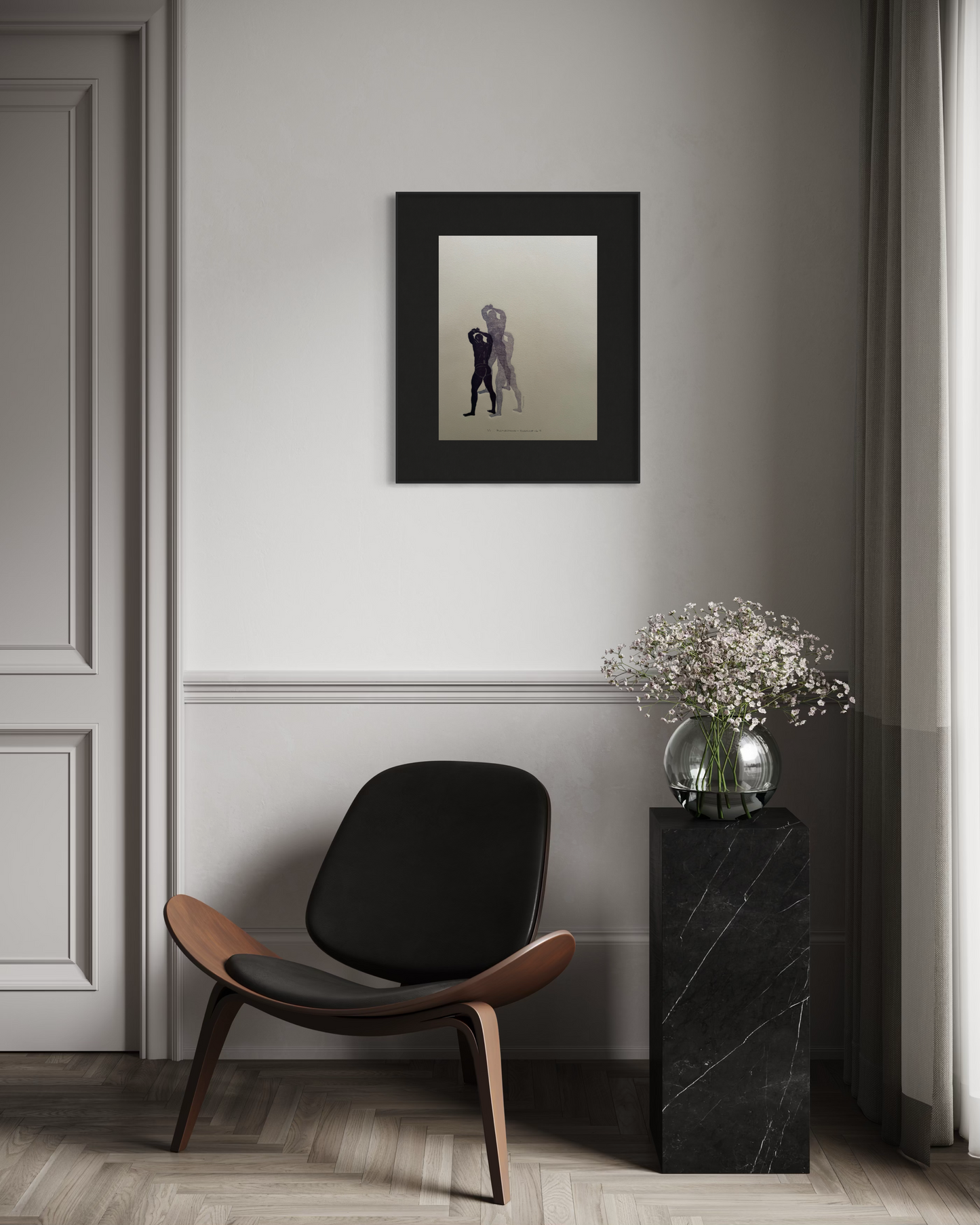 “Reflections - Eggplant No. 9” on Tan Paper. 11x15 Art. Unmatted.