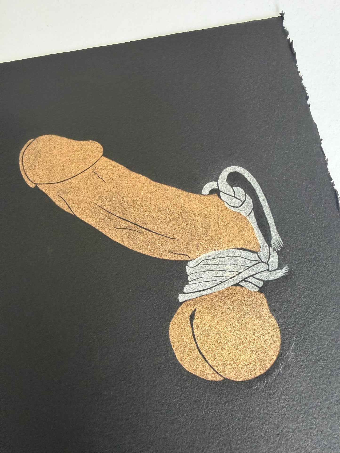 Golden &amp; Bound - Silver Tassels” on Black Paper. 8x10 Art. Unmatted.