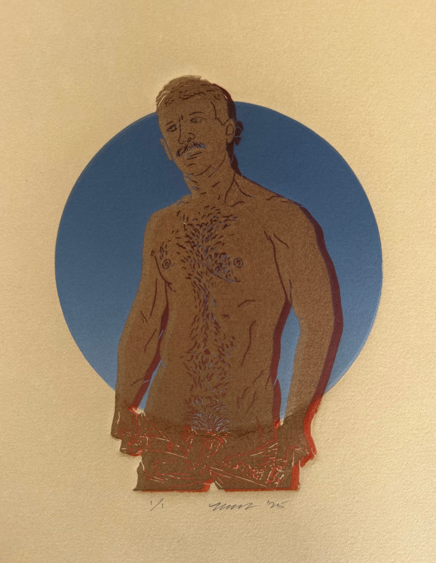 “Golden Daddy” on Tan Paper. 8x10 Art. Unmatted.