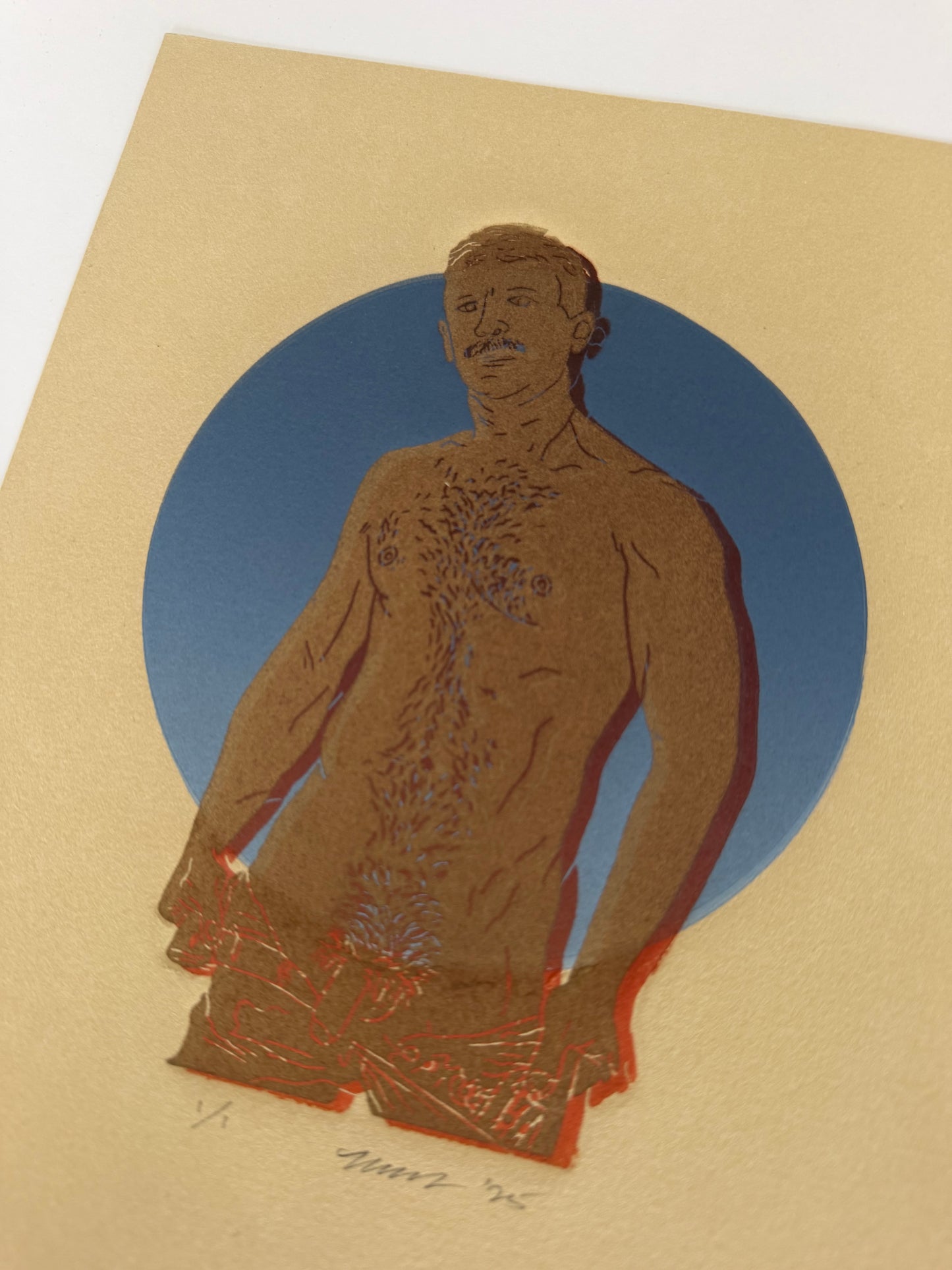 “Golden Daddy” on Tan Paper. 8x10 Art. Unmatted.