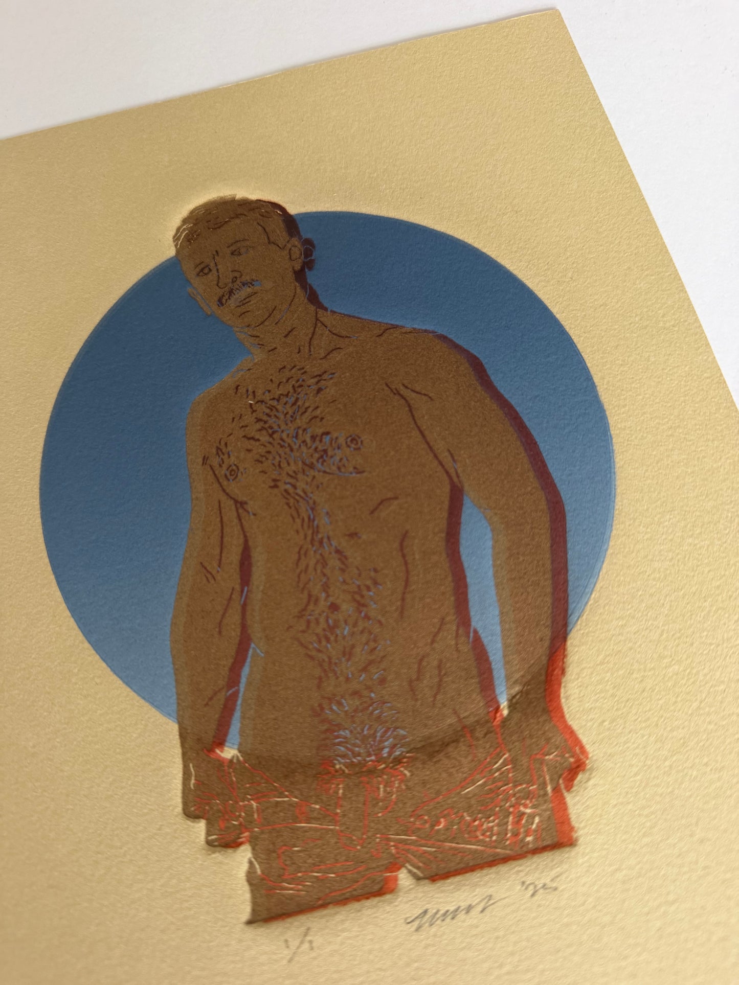 “Golden Daddy” on Tan Paper. 8x10 Art. Unmatted.