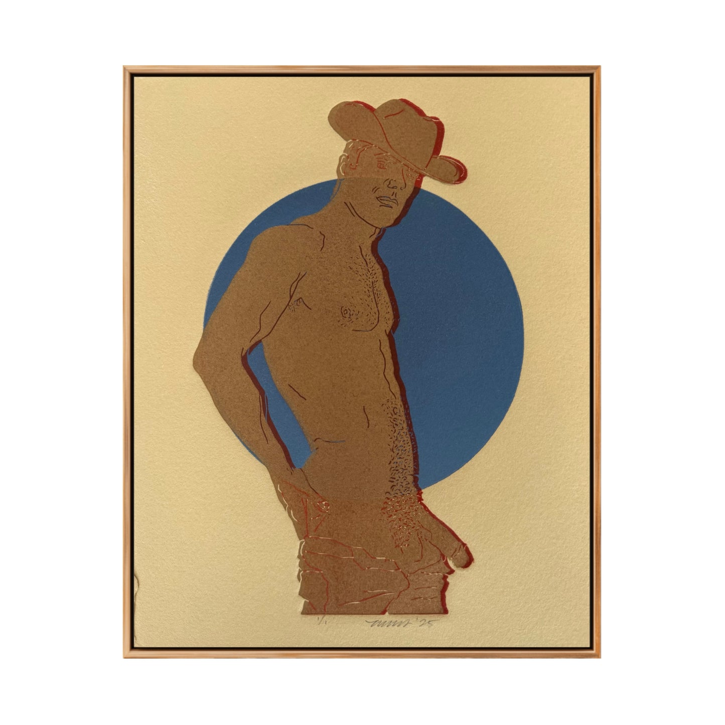 “Golden Cowboy” on Tan Paper. 8x10 Art. Unmatted.