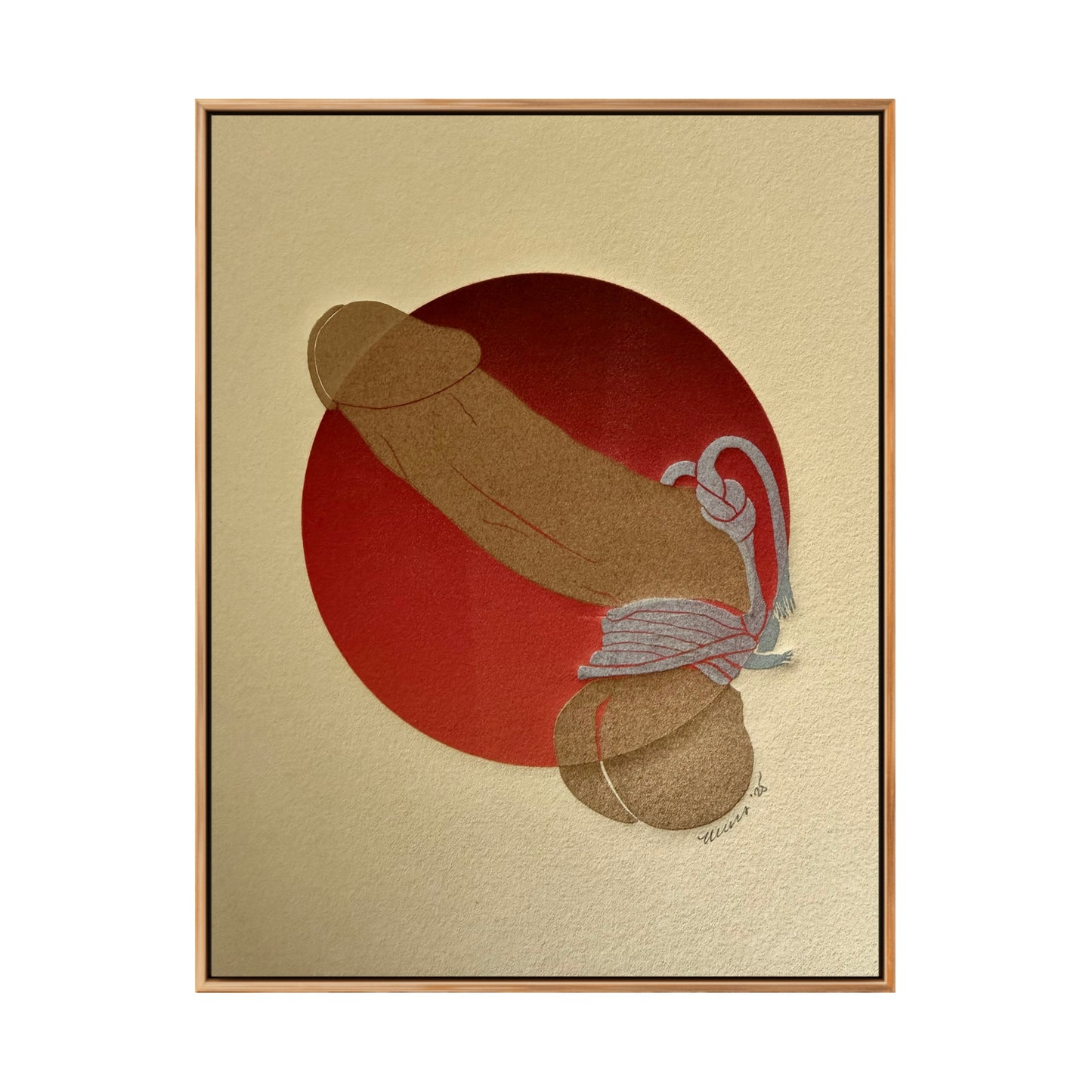 “Golden with Silver Binding” on Red Ombre Circle. Tan Paper. 8x10 Art. Unmatted.