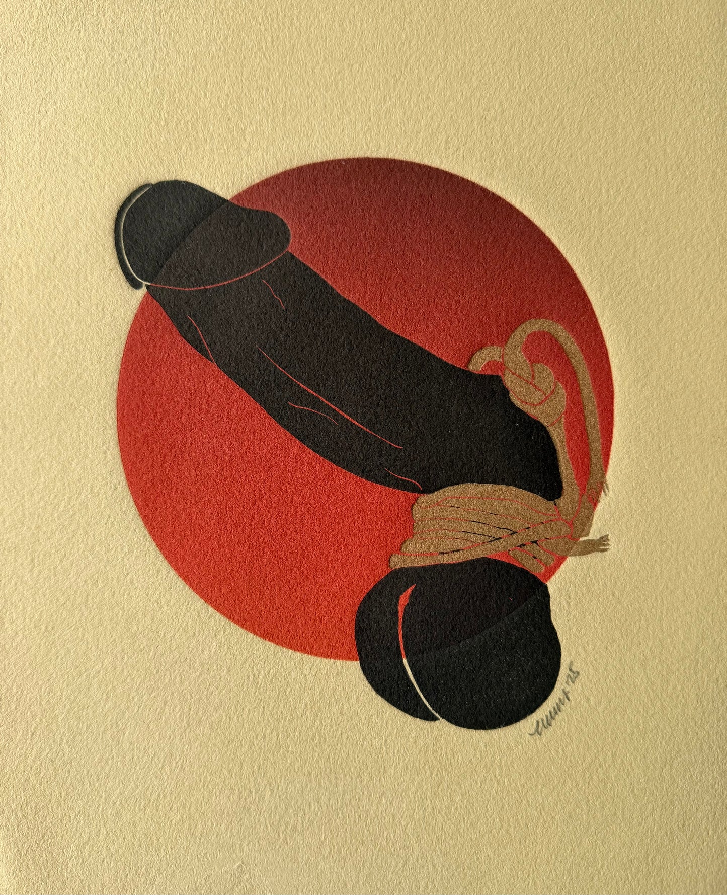 "Bound & Tasseled" on Tan Paper. 8x10 Art. Unmatted.