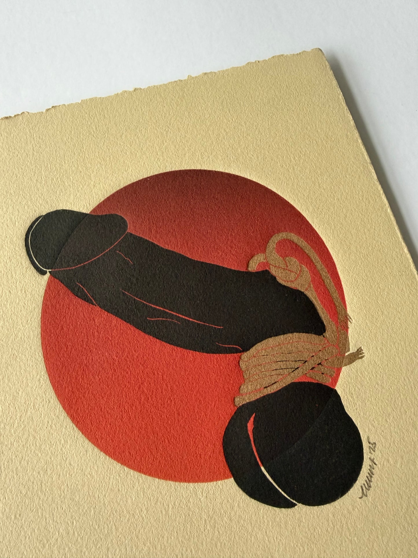 "Bound & Tasseled" on Tan Paper. 8x10 Art. Unmatted.