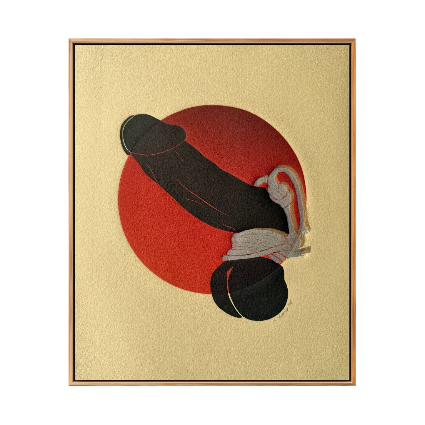 "Bound & Tasseled". Silver & Gold Cords.Tan Paper. 8x10 Art. Unmatted.