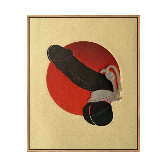 "Bound & Tasseled". Silver & Gold Cords.Tan Paper. 8x10 Art. Unmatted.