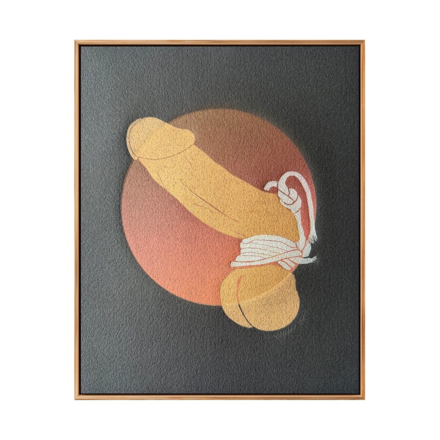 “Golden with Silver Binding”. Red Circle. Black Paper. 8x10 Art. Unmatted.