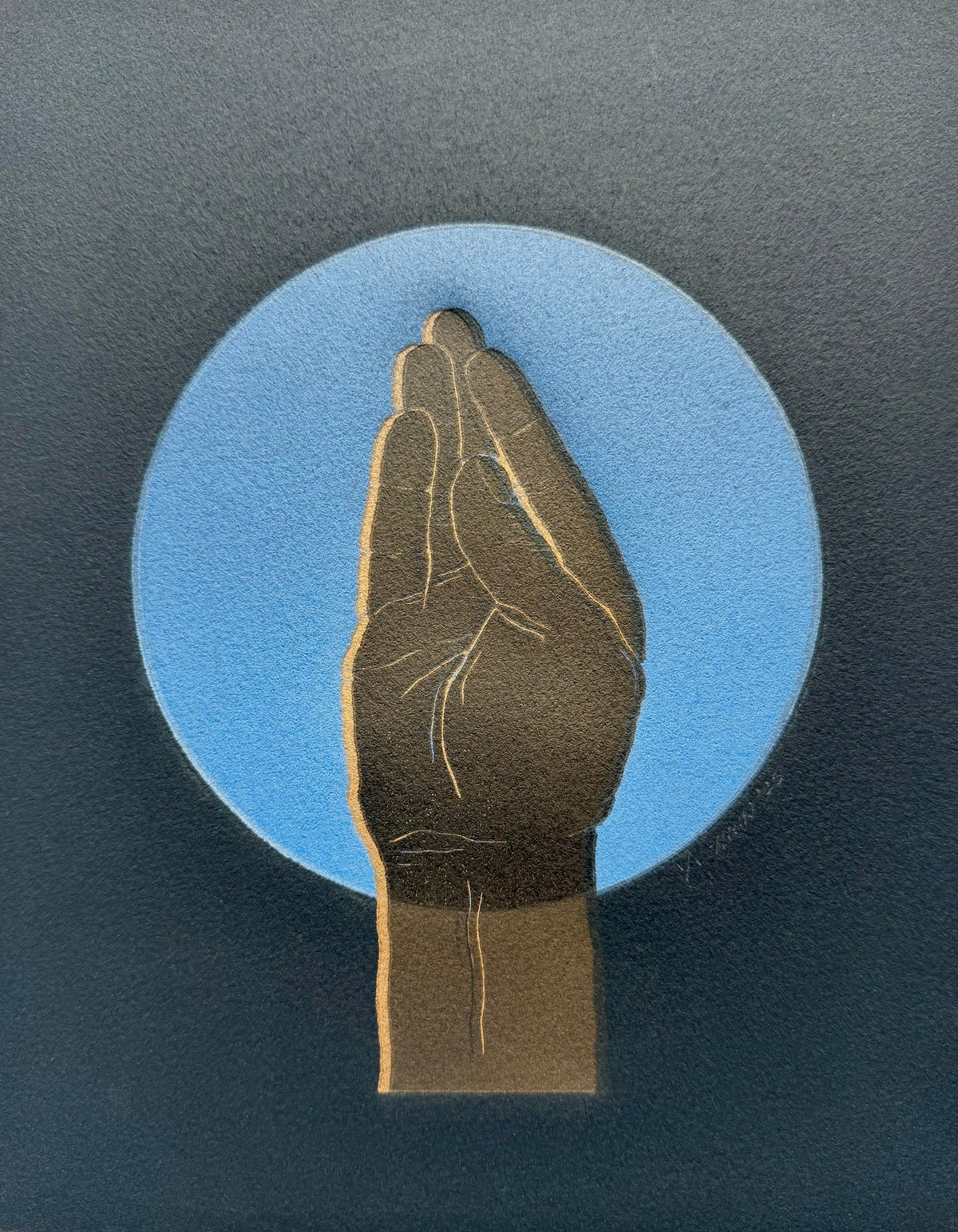 “Chef’s Kiss”. Black Fist, Gold Shadow. 8x10 Art. Unmatted.
