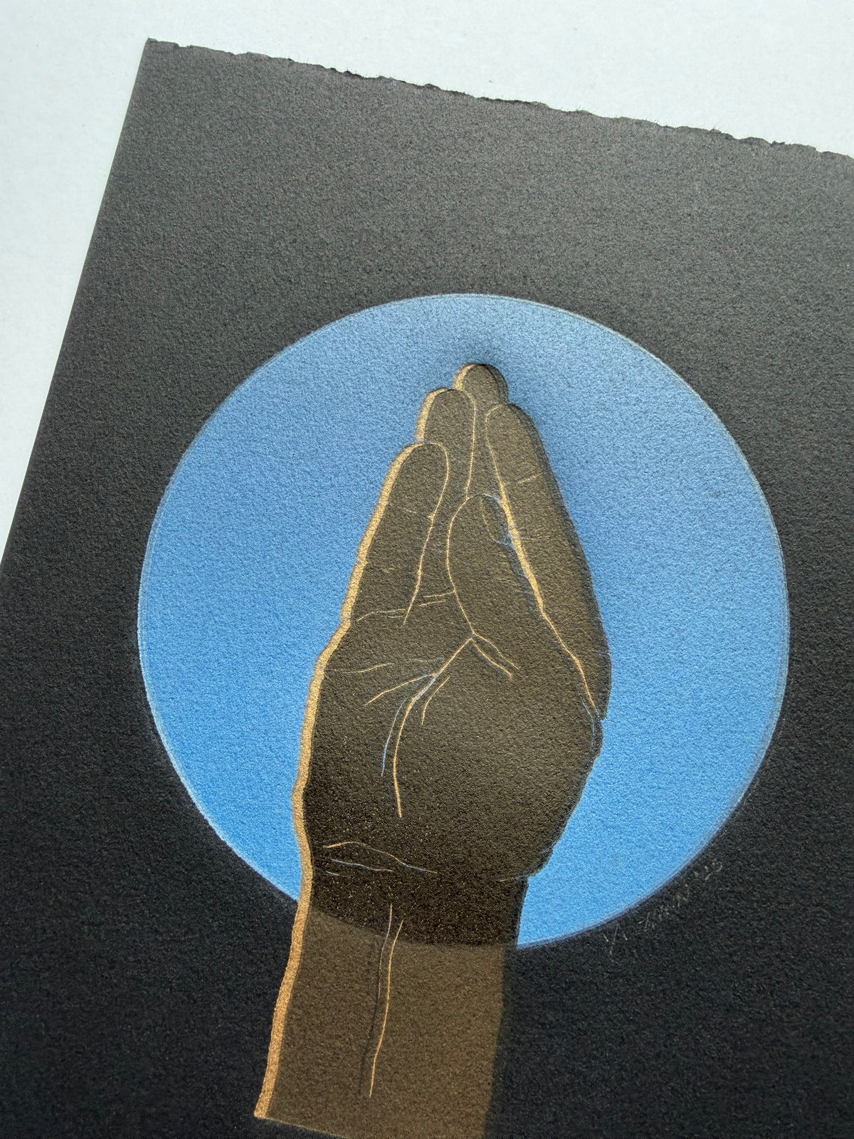 “Chef’s Kiss”. Black Fist, Gold Shadow. 8x10 Art. Unmatted.