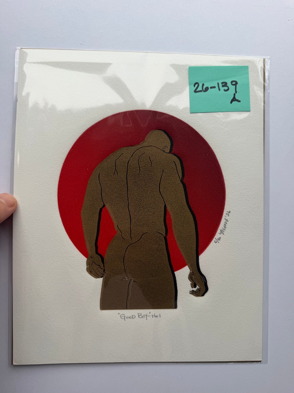 "Good Boy - No. 1”. Gold Figure, Black Shadow. 8x10 Art. Unmatted.