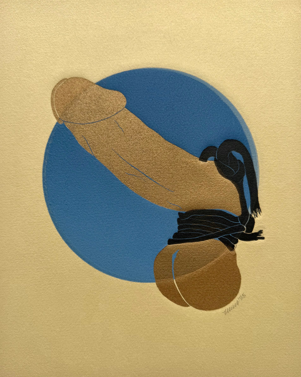 “Golden & Bound - Black Tassels” on Tan Paper. 8x10 Art. Unmatted.