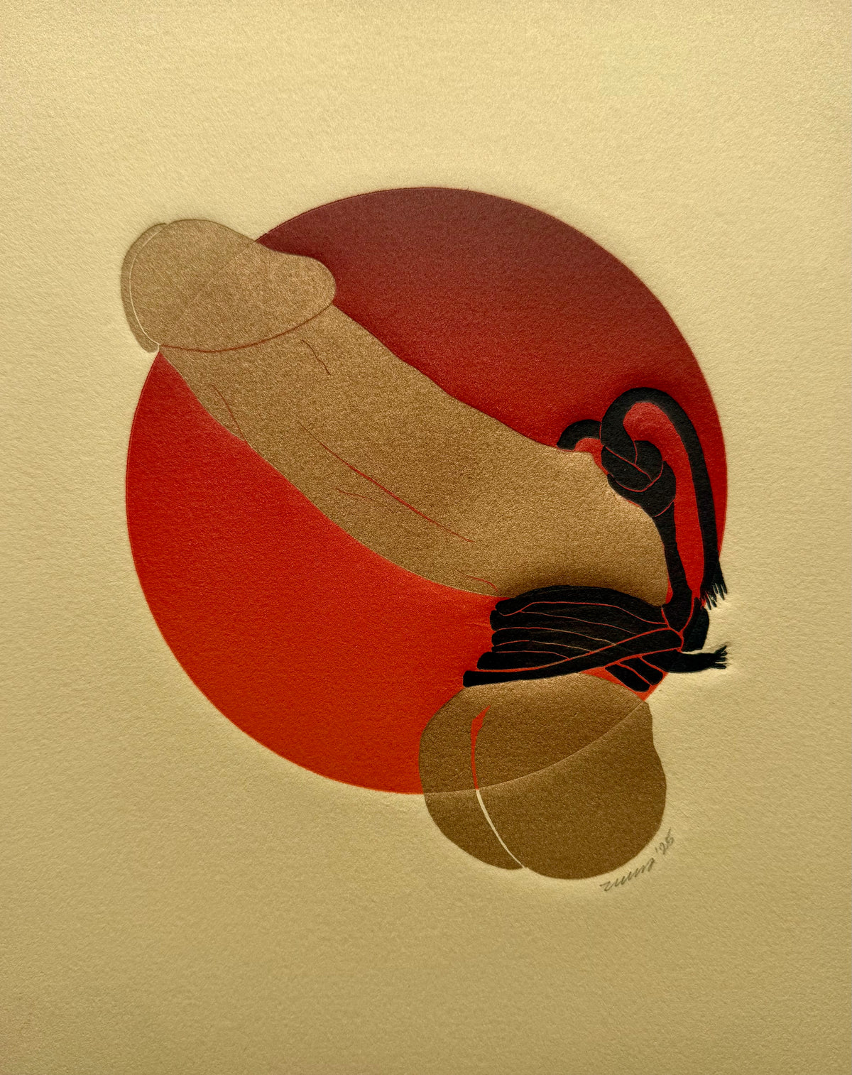 “Golden & Bound - Black Tassels”. Tan Paper. 8x10 Art. Unmatted.