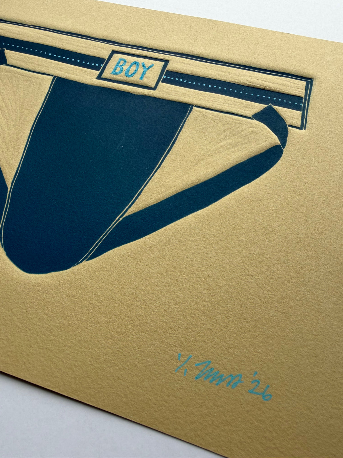 “Boy” Jock in Blue. Tan Paper. 8x10 Art. Unmatted.