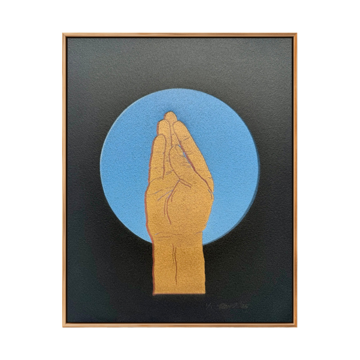 “Chef’s Kiss”. Gold Fist, Red Shadow, Black Paper. 8x10 Art. Unmatted.