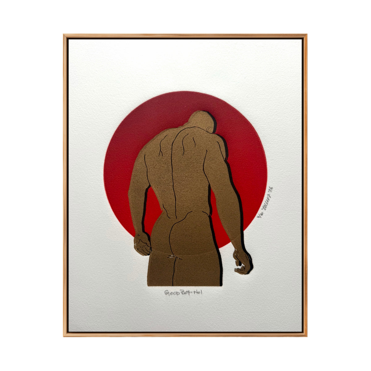 "Good Boy - No. 1”. Gold Figure, Black Shadow. 8x10 Art. Unmatted.