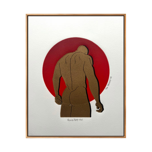 "Good Boy - No. 1”. Gold Figure, Black Shadow. 8x10 Art. Unmatted.
