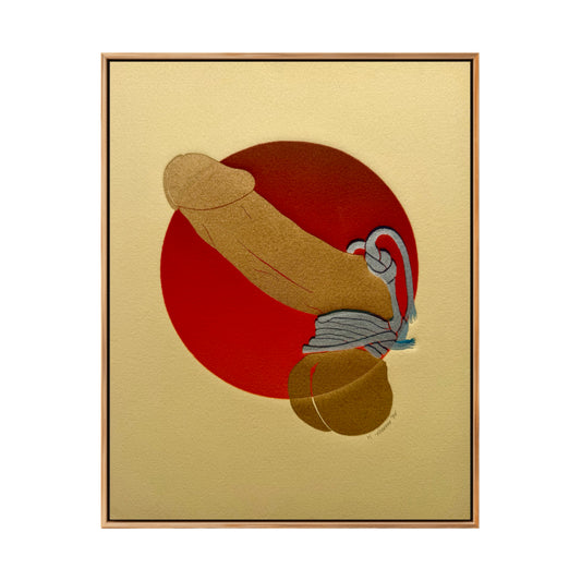 “Golden & Bound: Blue & Silver Tassels”. Tan Paper. 8x10 Art. Unmatted.