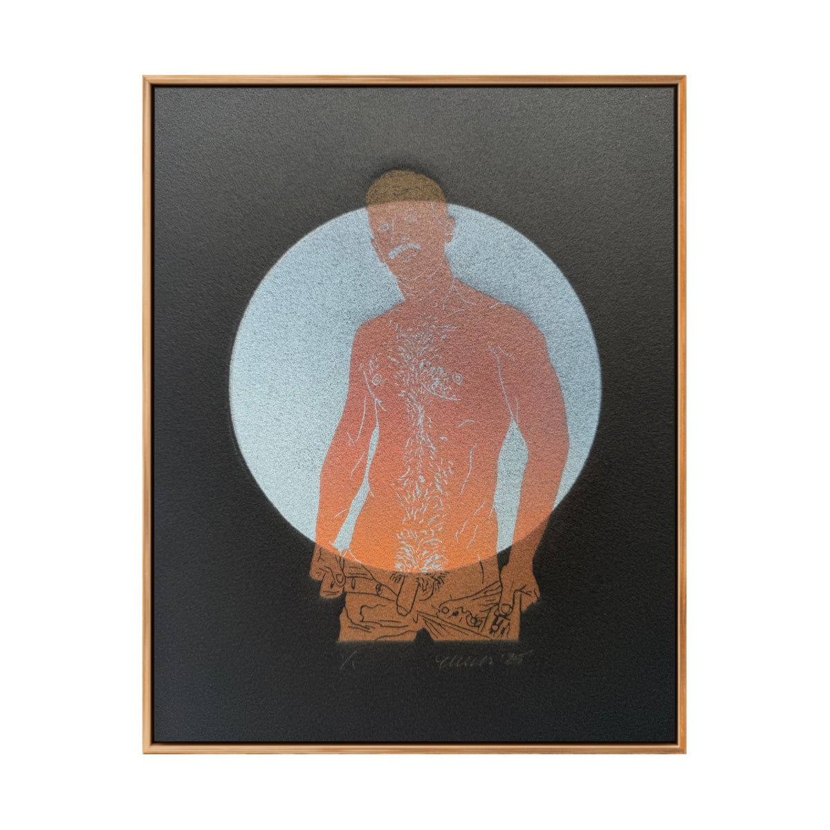 “Daddy”. Red Figure, Blue Circle. Black Paper. 8x10 Art. Unmatted.